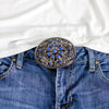 Royal Blue Silver Oval