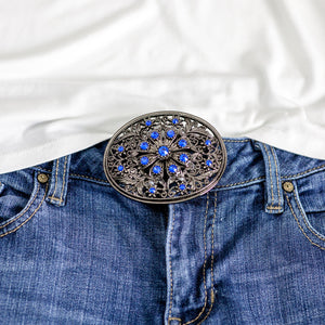 Royal Blue Silver Oval